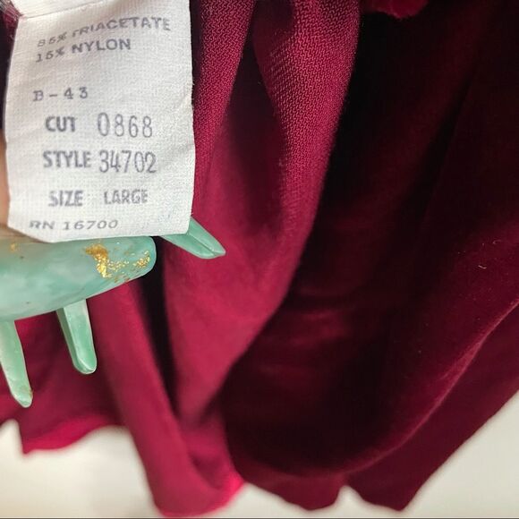 VINTAGE Barad & Co Velvet Velour Nightgown Tie Neck Puff Shoulder Mini Dress - Picture 16 of 16